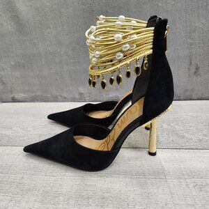 Sam Edelman Darra Ankle Gem Size 6M (EU36) Black Suede Pump  ***Tried On***